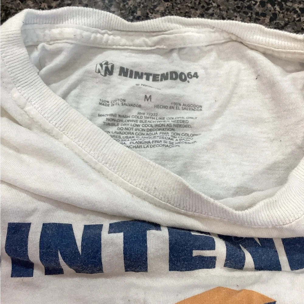 Nintendo White Tee with Green Blue Red and Orange N64 Logo